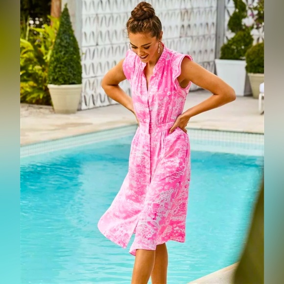 NWT Lilly Pulitzer Palm Beach Silk Midi Dress - Picture 2 of 16